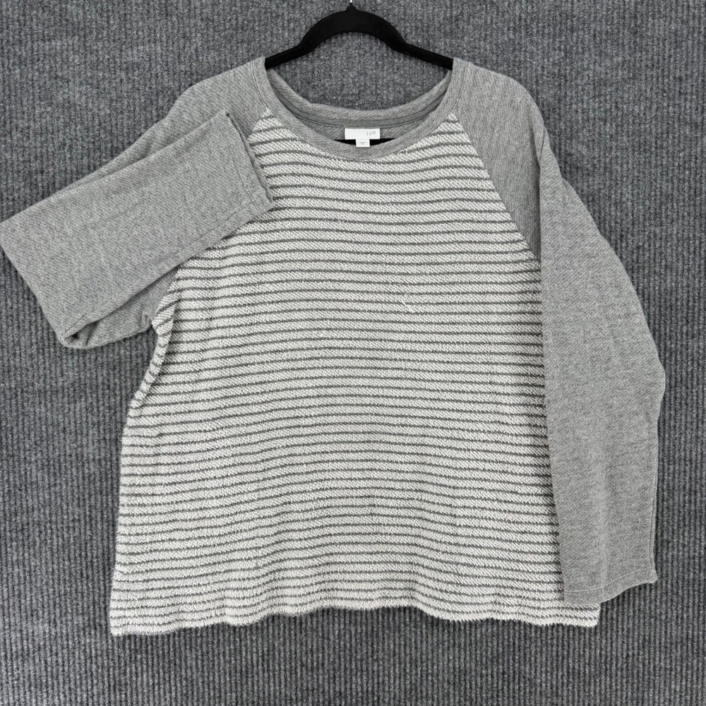 J.Jill striped textured raglan pullover sweater terry cloth lagenlook womens XL